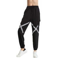 Femmes Baggy Jogger Pants Élastique anti-humidité Séchage rapide Bretelles croisées Poche Harem Pantalon cargo Yoga Course à pied Pantalon de sport