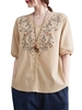 Femmes Blouse ample broderie à manches longues grande taille Vintage vacances T-Shirts