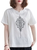 Femmes Blouse ample Vintage brodé à manches courtes T-shirts