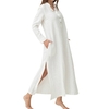 Femmes Casual Longue robe manches longues poches latérales fente Vintage Maxi Robe