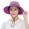 Femmes chapeau de soleil Protection UV large bord queue de cheval trou léger réglable pêche en plein air randonnée voyage casquette