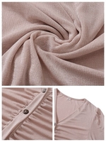 Femmes chemise à manches longues col en V boutons Crop Cardigan décontracté