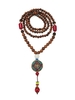 Femmes collier de perles en bois Long collier Vintage Boho Mala colliers de méditation