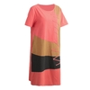 Femmes Coton Robe Vintage Contraste O Neck Manches Courtes