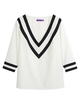 Femmes Deep V Neck Blouses 3/4 Sleeves Color Block Striped Sexy Loose Casual Shirts Blusas Pullover Top