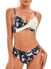 Femmes deux pièces maillot de bain imprimé épissage Bikini ensemble sexy maillots de bain