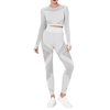 Femmes deux pièces Yoga Set Crop manches longues taille haute moulante évider rayé haut de sport Leggings entraînement Fitness tenue