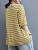 Femmes en vrac tricoté T-shirt demi manches rayé pulls décontractés