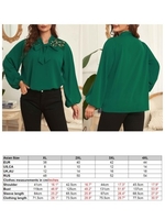 Femmes grande taille Blouse cou cravate à manches longues dentelle chemises décontractées