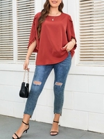 Femmes grande taille Blouse demi manches volants chemises décontractées