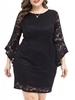 Femmes grande taille robe en dentelle élégante soirée robe noire