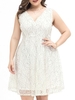 Femmes grande taille robe en dentelle sans manches taille haute élégant soirée robe blanche