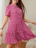 Femmes grande taille robe Floral imprimé à manches courtes boutons tenue décontractée