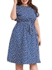 Femmes grande taille robe sans manches élastique taille haute ceinturé tenue décontractée