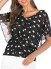 Femmes Imprimé Chemisier Batwing Manches Col V décontracté Mousseline hauts