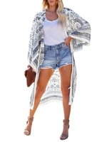 Femmes Kimono couvre ouvert avant Vintage imprimé Cardigan plage vacances vêtements de plage