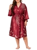 Femmes Kimono Robes Feuilles Imprimé Cover Ups Plus La Taille Chemise De Nuit Peignoirs