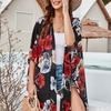 Femmes Lâche En Mousseline De Soie Kimono Imprimé Floral Demi Manches Ouvert Avant Glands Cardigan Summer Beach Boho Bikini Cover Up