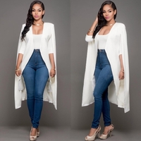 Femmes Long Manteau Cape Blazer Manteau Cardigan Split Veste Mince Bureau OL Costume Casual Solide Survêtement