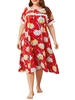 Femmes Lounger Dress Floral Imprimé Manches Courtes Chemises de Nuit Lâches Pyjamas