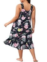 Femmes Lounger Dress Floral Imprimé Sans Manches Plus La Taille Lâche Chemises De Nuit Se Lâcher Pyjamas