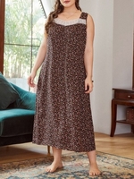 Femmes Lounger Dress Floral Imprimé Sans Manches Plus La Taille Lâche Chemises De Nuit Se Lâcher Pyjamas