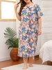 Femmes Lounger Dress Vintage Plus Size Chemises de nuit lâches Pyjamas de détente