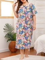 Femmes Lounger Dress Vintage Plus Size Chemises de nuit lâches Pyjamas de détente