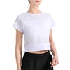 Femmes maille épissage T-shirt de sport court à manches courtes respirant course Yoga Gym entraînement vêtements de sport