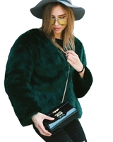 Femmes Manteau en fourrure en fourrure à manches longues Vêtements en fourrure Veste en cuir à manches courtes Manteau moussant mûr
