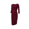 Femmes Maternité Robe froncé robe col rond manches 3/4 vêtements de grossesse rouge S