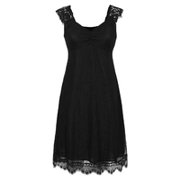 Femmes Plus La Taille Robe Floral Dentelle Chérie V Cou Cap Manches Midi Élégante Soirée Porter