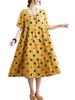 Femmes robe ample à pois imprimé à manches courtes robe de plage