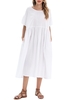 Femmes robe ample avec poches points manches courtes vacances robe en coton