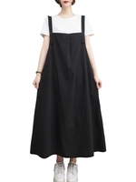 Femmes robe ample avec poches sans manches bretelles réglables robe de réservoir