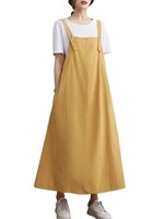Femmes robe ample avec poches sans manches bretelles réglables robe de réservoir
