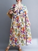 Femmes robe ample avec poches Vintage imprimé à manches courtes décontracté vacances plage robe