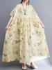 Femmes robe ample avec poches Vintage imprimé à manches courtes décontracté vacances plage robe