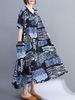 Femmes Robe ample avec poches Vintage imprimé col en V demi manches Robe de vacances Robes
