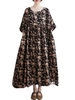 Femmes robe ample avec poches Vintage imprimé demi manches décontracté vacances plage robe