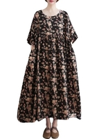 Femmes robe ample avec poches Vintage imprimé demi manches décontracté vacances plage robe
