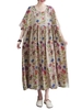 Femmes robe ample avec poches Vintage imprimé demi manches décontracté vacances plage robe