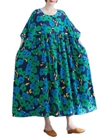 Femmes robe ample avec poches Vintage imprimé demi manches décontracté vacances plage robe