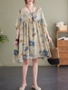 Femmes robe ample imprimé demi manches Vintage décontracté vacances plage robe
