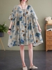 Femmes robe ample imprimé demi manches Vintage décontracté vacances plage robe