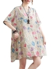 Femmes robe ample imprimé fleuri à manches courtes décontracté Mini robe