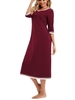 Femmes robe de chaise longue avec poches 3/4 manches chemises de nuit nuit lâches Pyjamas
