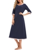 Femmes robe de chaise longue avec poches 3/4 manches chemises de nuit nuit lâches Pyjamas