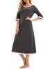 Femmes robe de chaise longue avec poches 3/4 manches chemises de nuit nuit lâches Pyjamas
