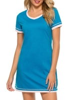 Femmes robe de chaise longue manches courtes chemises de nuit lâches Pyjamas